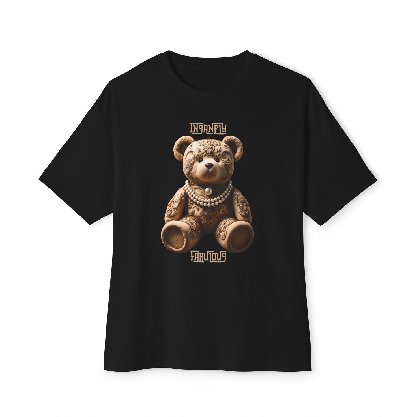 Insanely Fabulous Elegance: Oversized Boxy Tee with Sophisticated Teddy Design