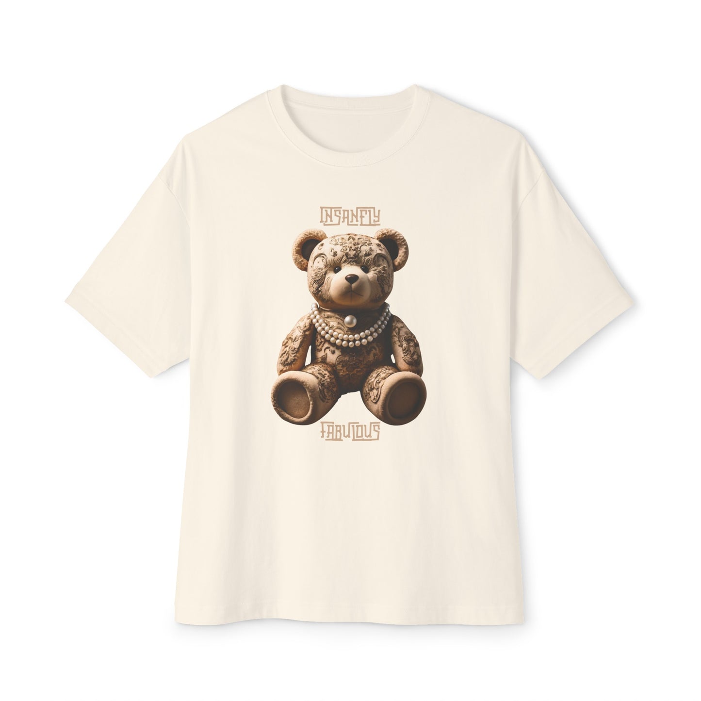Insanely Fabulous Elegance: Oversized Boxy Tee with Sophisticated Teddy Design
