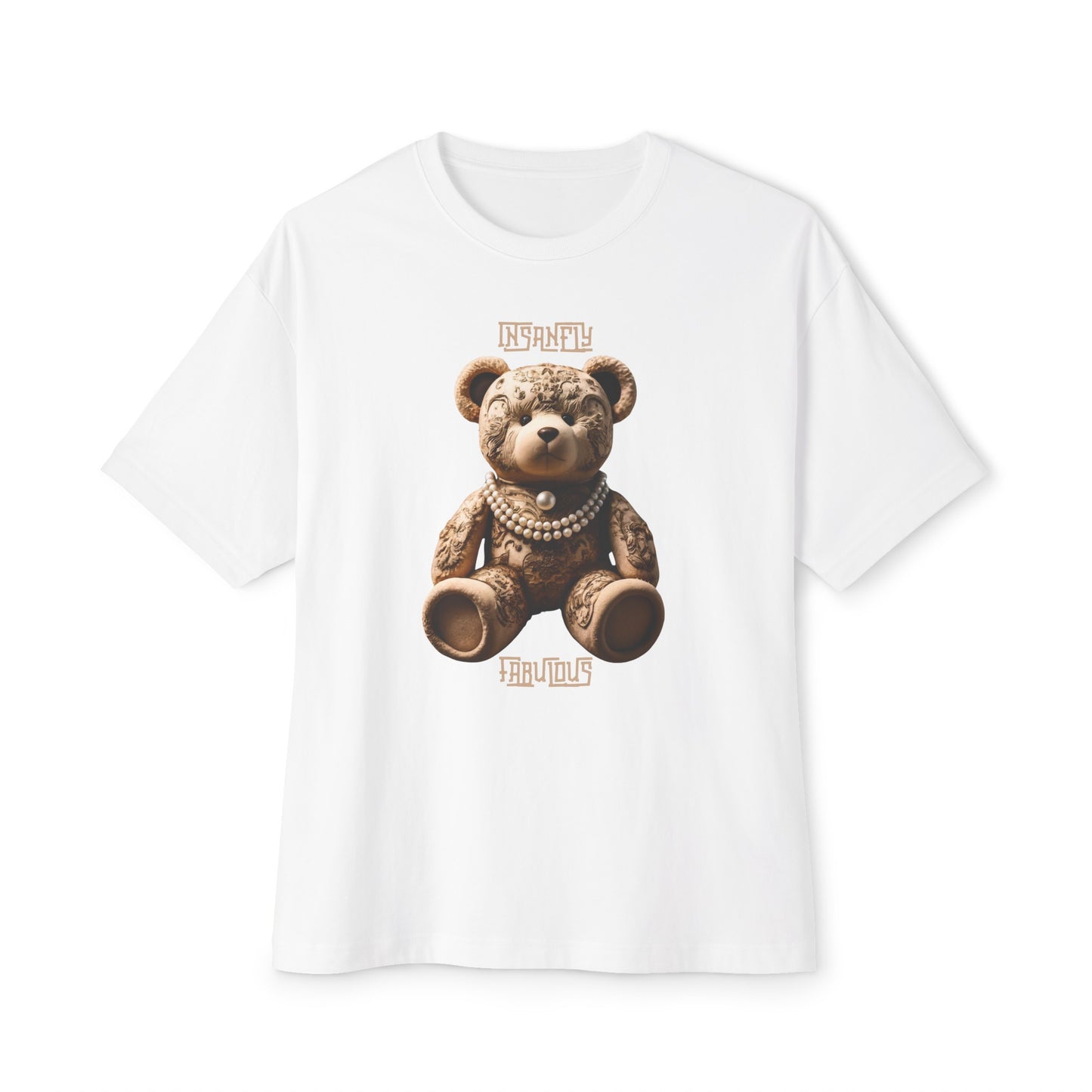Insanely Fabulous Elegance: Oversized Boxy Tee with Sophisticated Teddy Design